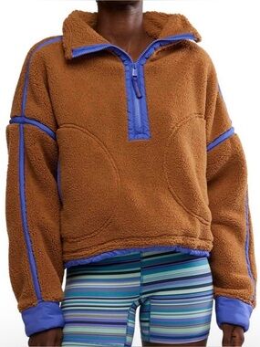 FREE PEOPLE - Mountain High Haft - Zip Fleece Pullover - L